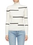 Main View - Click To Enlarge - SHORT SENTENCE - Staggered stripe foldover turtleneck sweater