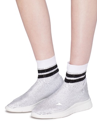 Figure View - Click To Enlarge - JOSHUA SANDERS - Strass knit sock sneakers