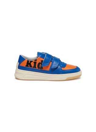 Main View - Click To Enlarge - ACNE STUDIOS - Slogan print face patch strap leather kids sneakers