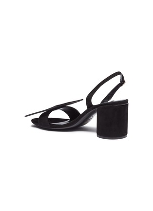 Detail View - Click To Enlarge - JACQUEMUS - 'Les Rond Carré' asymmetric geometric heel suede slingback sandals