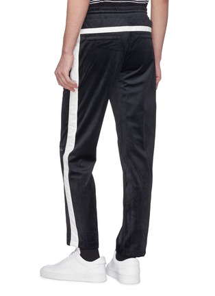Back View - Click To Enlarge - MAGIC STICK - 'LUX G's' stripe outseam logo embroidered velour track pants