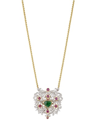Main View - Click To Enlarge - BUCCELLATI - Diamond gemstone openwork pendant necklace