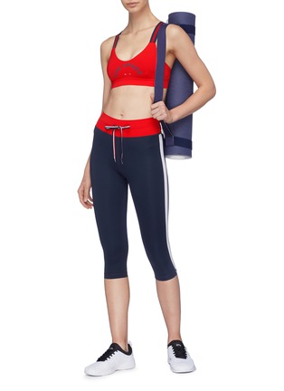 Figure View - Click To Enlarge - THE UPSIDE - Contrast waist stripe outseam cropped power pants