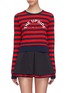 Main View - Click To Enlarge - THE UPSIDE - 'Tommy' logo print stripe cropped long sleeve T-shirt