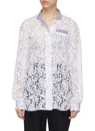 Main View - Click To Enlarge - J.CRICKET - 'Bubble' contrast trim guipure lace blouse