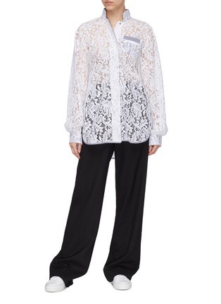 Figure View - Click To Enlarge - J.CRICKET - 'Bubble' contrast trim guipure lace blouse