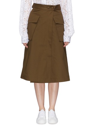 Main View - Click To Enlarge - J.CRICKET - Belted oversized pocket cotton drill wrap skirt