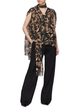 Figure View - Click To Enlarge - J.CRICKET - 'Scarf' detachable drape camouflage print silk blouse