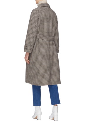 Back View - Click To Enlarge - MIJEONG PARK - Belted detachable throat latch oversized houndstooth coat
