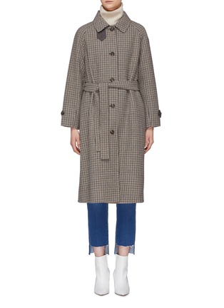 Main View - Click To Enlarge - MIJEONG PARK - Belted detachable throat latch oversized houndstooth coat