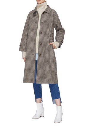 Figure View - Click To Enlarge - MIJEONG PARK - Belted detachable throat latch oversized houndstooth coat