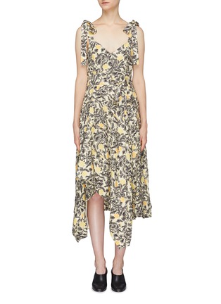 Main View - Click To Enlarge - PROENZA SCHOULER - Tie strap asymmetric drape floral print camisole dress
