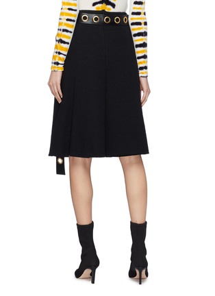 Back View - Click To Enlarge - PROENZA SCHOULER - Rivet belted pleated bouclé skirt