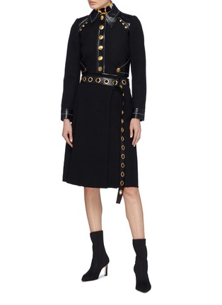Figure View - Click To Enlarge - PROENZA SCHOULER - Rivet belted pleated bouclé skirt