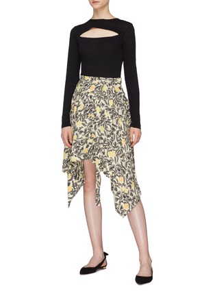 Figure View - Click To Enlarge - PROENZA SCHOULER - Asymmetric drape paisley floral print skirt