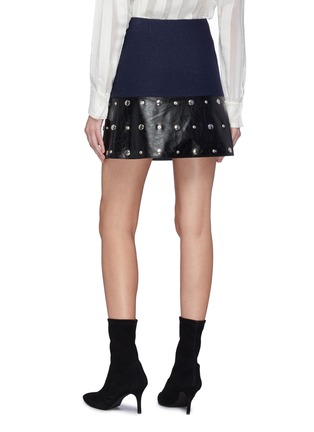 Back View - Click To Enlarge - SONIA RYKIEL - Stud faux leather panel wool blend gabardine skirt