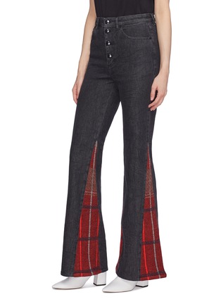 Front View - Click To Enlarge - SONIA RYKIEL - Tartan plaid gusset flared leg jeans