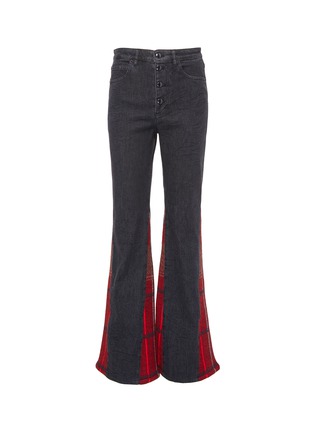 Main View - Click To Enlarge - SONIA RYKIEL - Tartan plaid gusset flared leg jeans