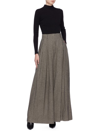 Figure View - Click To Enlarge - THE ROW - 'Garcia' pleated houndstooth wide leg pants