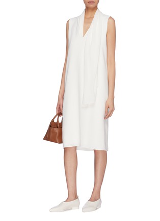 Figure View - Click To Enlarge - THE ROW - 'Flynn' detachable scarf neck tie shift dress