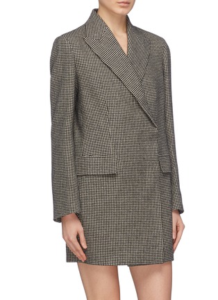 Detail View - Click To Enlarge - THE ROW - 'Mewey' scarf camelhair houndstooth blazer dress