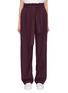 Main View - Click To Enlarge - VICTORIA, VICTORIA BECKHAM - Belted piqué wide leg paperbag pants