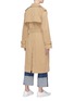 Back View - Click To Enlarge - 73115 - Faux pearl embellished belted faux fur lined trench coat