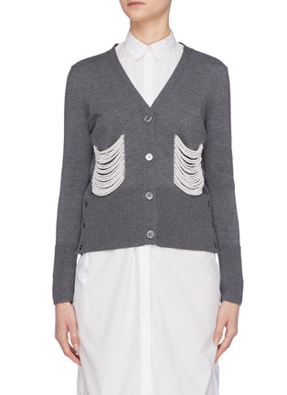 Main View - Click To Enlarge - THOM BROWNE  - Faux pearl chain embellished wool cardigan