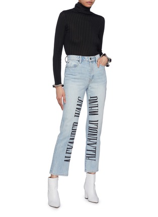 Figure View - Click To Enlarge - ALEXANDER WANG - Logo embroidered cropped jeans