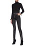 Figure View - Click To Enlarge - ALEXANDER WANG - Glass crystal ruffle cuff rib knit turtleneck sweater