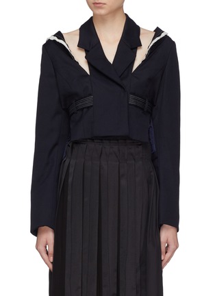 Main View - Click To Enlarge - 10478 - Belted cutout shoulder cropped sailor jacket