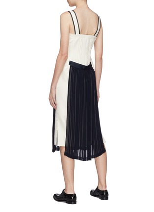 Back View - Click To Enlarge - 10478 - Colourblock pleated panel sleeveless dress