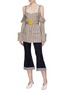 Figure View - Click To Enlarge - SILVIA TCHERASSI - 'Jack' belted stripe drape sleeve cold shoulder top