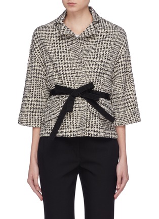 Main View - Click To Enlarge - SILVIA TCHERASSI - 'Gianna' belted houndstooth check plaid tweed jacket