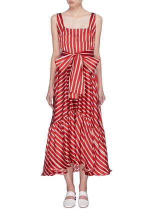 Main View - Click To Enlarge - SILVIA TCHERASSI - 'Samantha' belted stripe ruffle hem silk dress