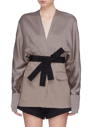 Main View - Click To Enlarge - SILVIA TCHERASSI - 'Charlotte' belted pinstripe silk-cotton jacket
