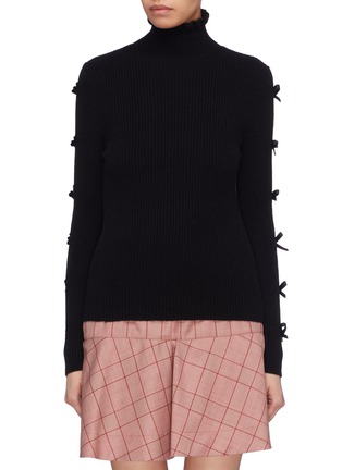 Main View - Click To Enlarge - SHUSHU/TONG - Bow sleeve rib knit turtleneck sweater