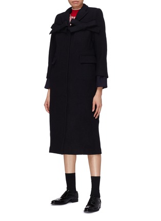 Front View - Click To Enlarge - SHUSHU/TONG - Interchangeable bow wool melton coat