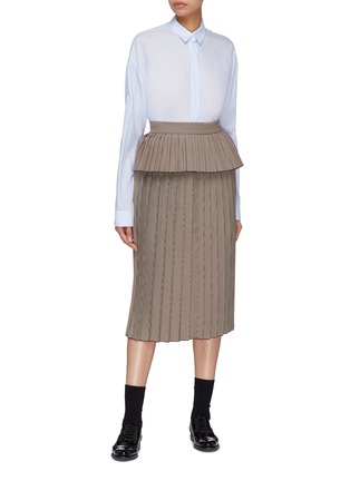 Figure View - Click To Enlarge - SHUSHU/TONG - Peplum waist pleated houndstooth skirt