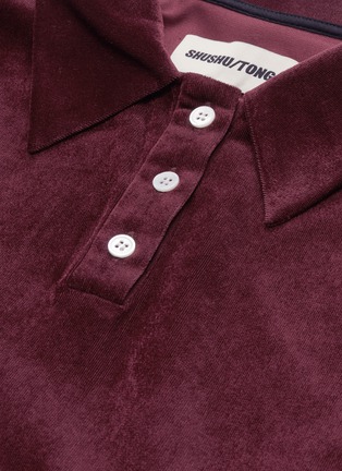  - SHUSHU/TONG - Ruffle sleeve velvet polo shirt