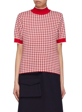 Main View - Click To Enlarge - SHUSHU/TONG - Gingham check mock neck sweater