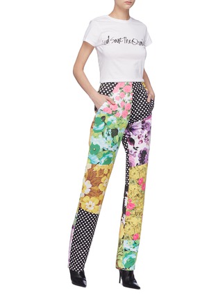 Figure View - Click To Enlarge - 10531 - Patchwork floral polka dot print pants