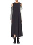 Main View - Click To Enlarge - SONG FOR THE MUTE - Colourblock tie sleeve cold shoulder dress