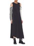 Figure View - Click To Enlarge - SONG FOR THE MUTE - Colourblock tie sleeve cold shoulder dress