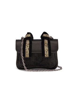 Main View - Click To Enlarge - RODO - Strass velvet ribbon embellished crossbody satchel