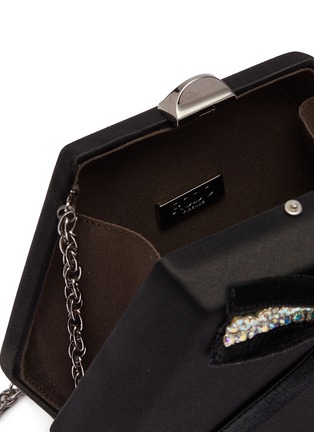 Detail View - Click To Enlarge - RODO - Strass velvet ribbon satin clutch