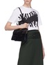 Front View - Click To Enlarge - RODO - Velvet panel leather satchel bag