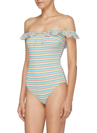 Figure View - Click To Enlarge - SOLID & STRIPED - 'The Amelia' ruffle stripe one-piece swimsuit