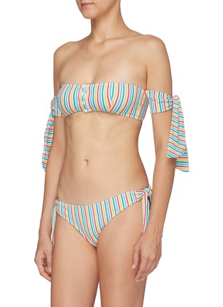 Figure View - Click To Enlarge - SOLID & STRIPED - 'The Mackenzie' tie stripe seersucker off-shoulder bikini top