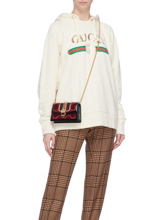 Figure View - Click To Enlarge - GUCCI - 'Sylvie' mini leather velvet crossbody bag